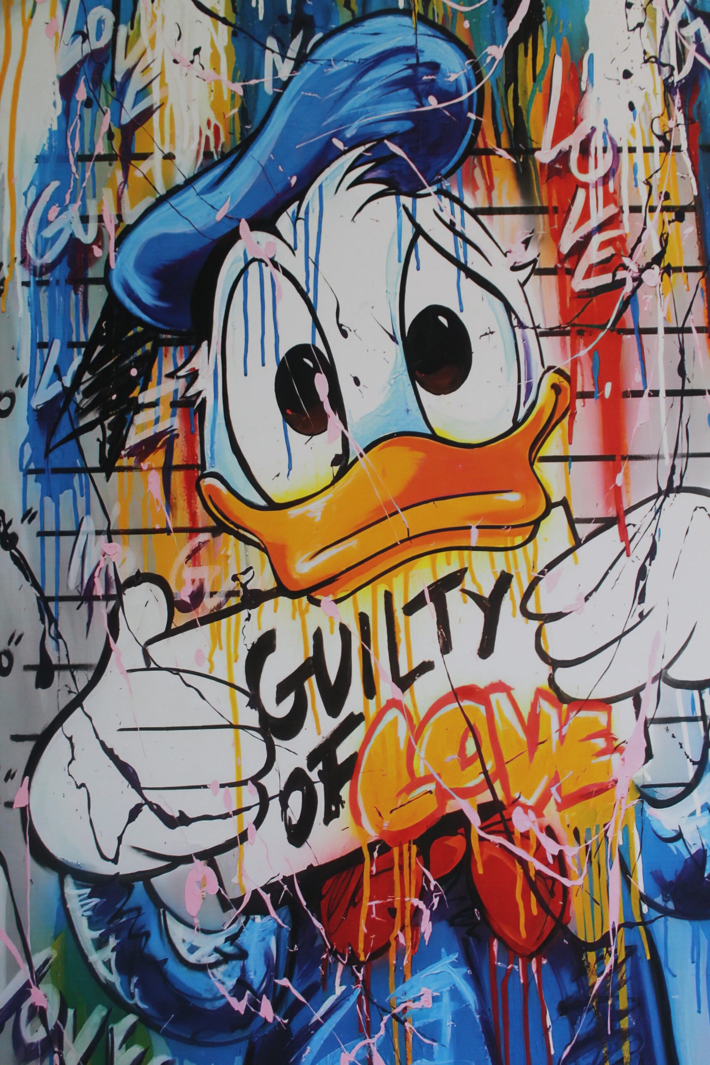 Framed Abstract and Modern Giant Canvas of Donald Duck Ready to Hang 70 x 45
