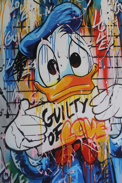 Framed Abstract and Modern Giant Canvas of Donald Duck Ready to Hang 70 x 45