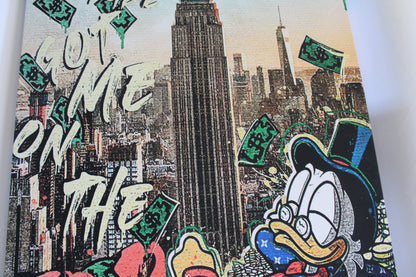 Giant Canvas of Donald Duck in NYC Stretched Ready to Hang Painting 70 x 45