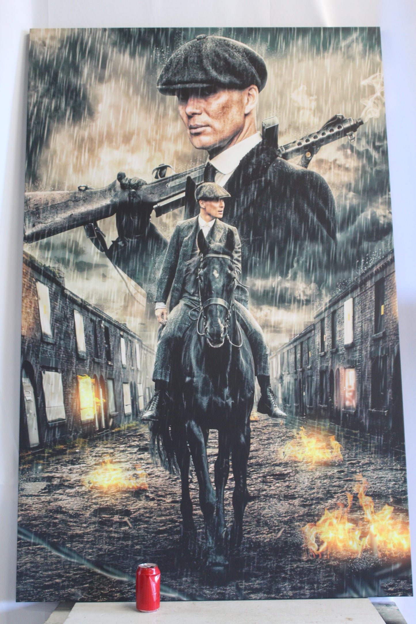 Giant Peaky Blinders Tommy Character on Horse Stretched Canvas Painting 70 x 45