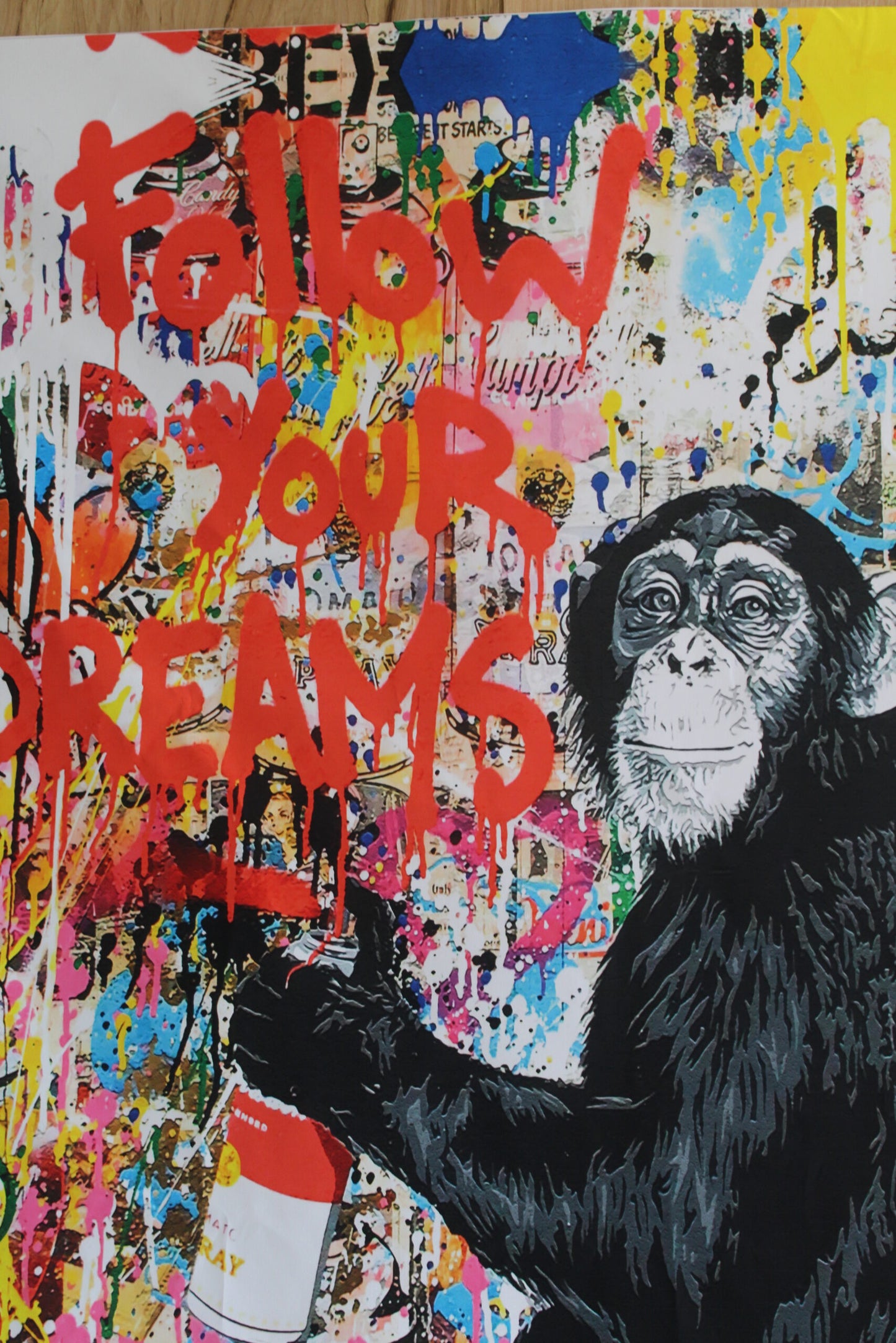 Unframed Giant Canvas Painting of Monkey Spray Painting Graffiti 52 x 74