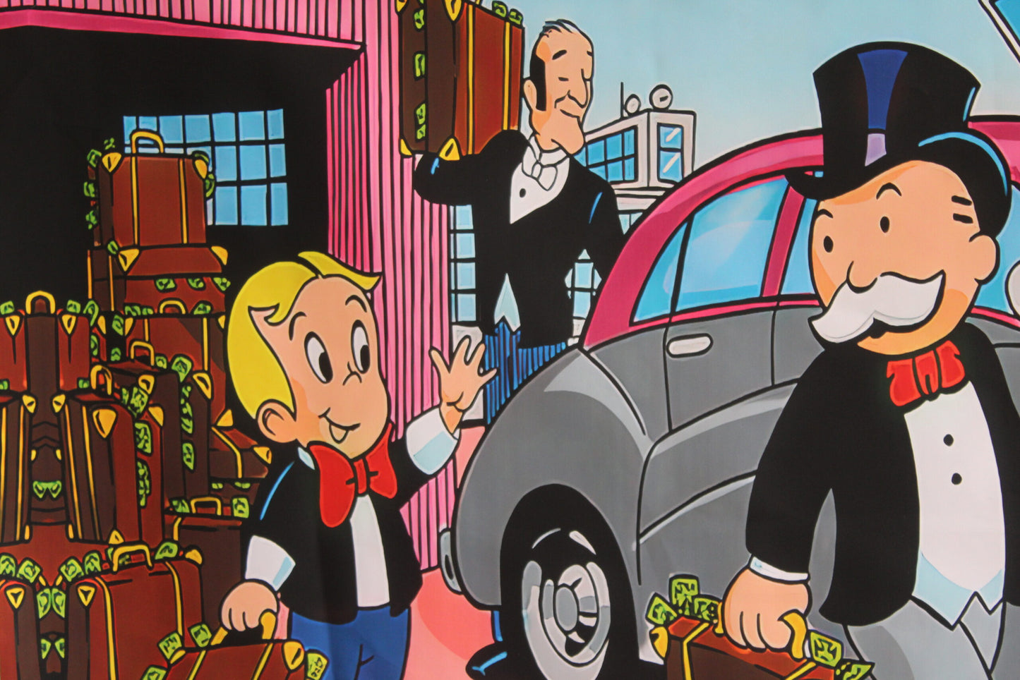 Giant Unframed Canvas Monopoly Man and Richie Rich on Vacation 52 x 75