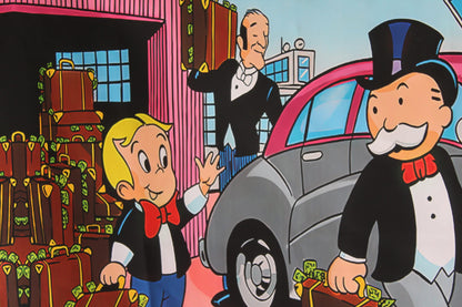 Giant Unframed Canvas Monopoly Man and Richie Rich on Vacation 52 x 75