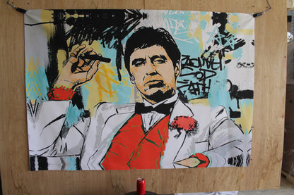 Giant Al Pacino in Scarface Graffiti Art Unframed Canvas 52 x 75
