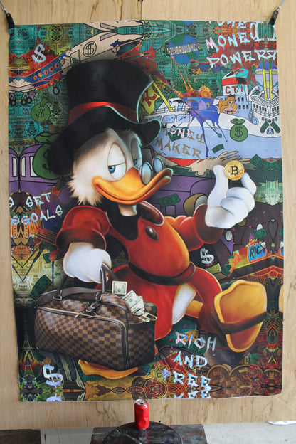 Giant Modern and Rich Donald Duck Unframed Canvas 52 x 74