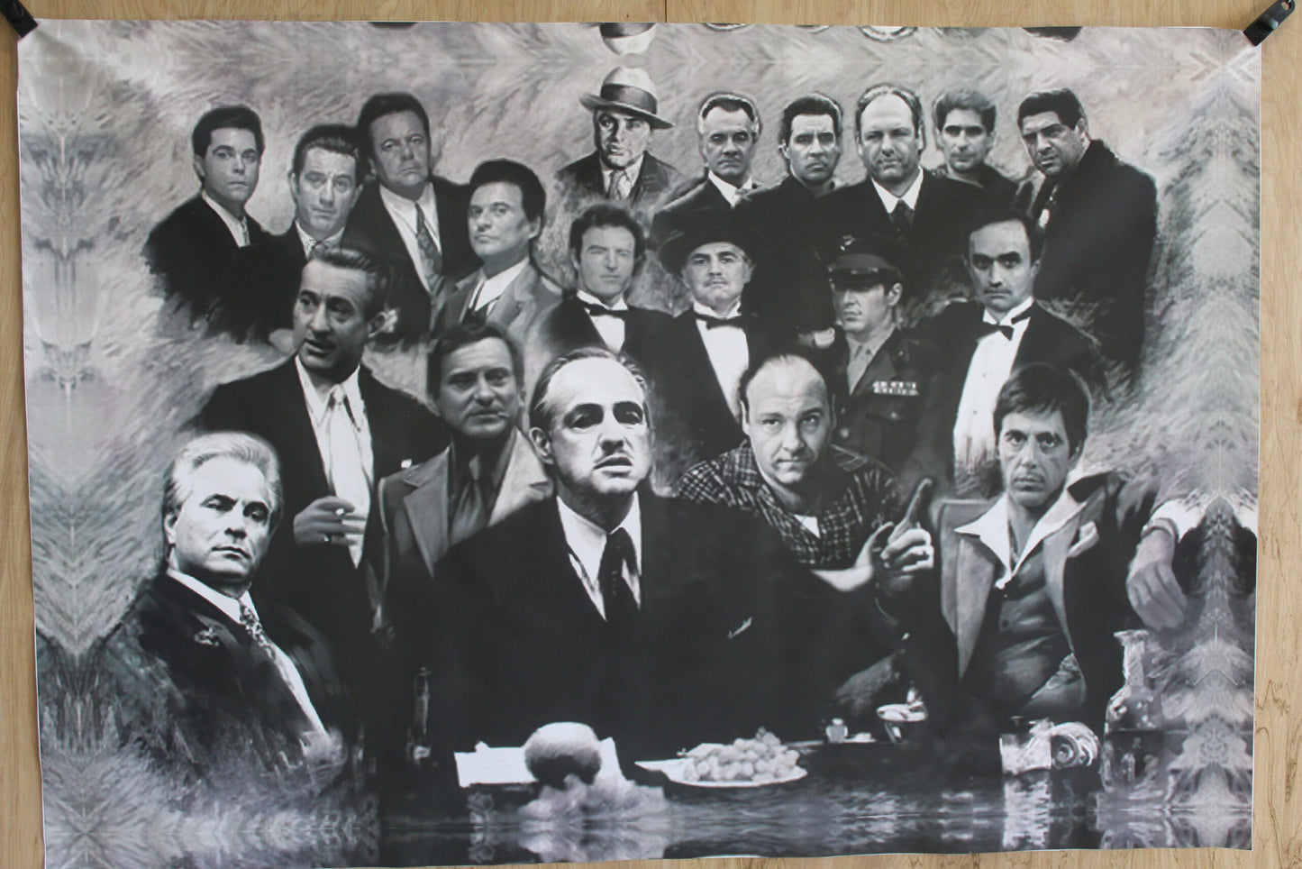 Giant Canvas of Godfather Cast Black and White 44 x 65