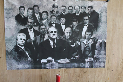 Giant Canvas of Godfather Cast Black and White 44 x 65