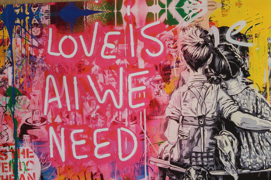 Love Is All We Need Neon Modern Unframed Rolled Canvas 44 x 84