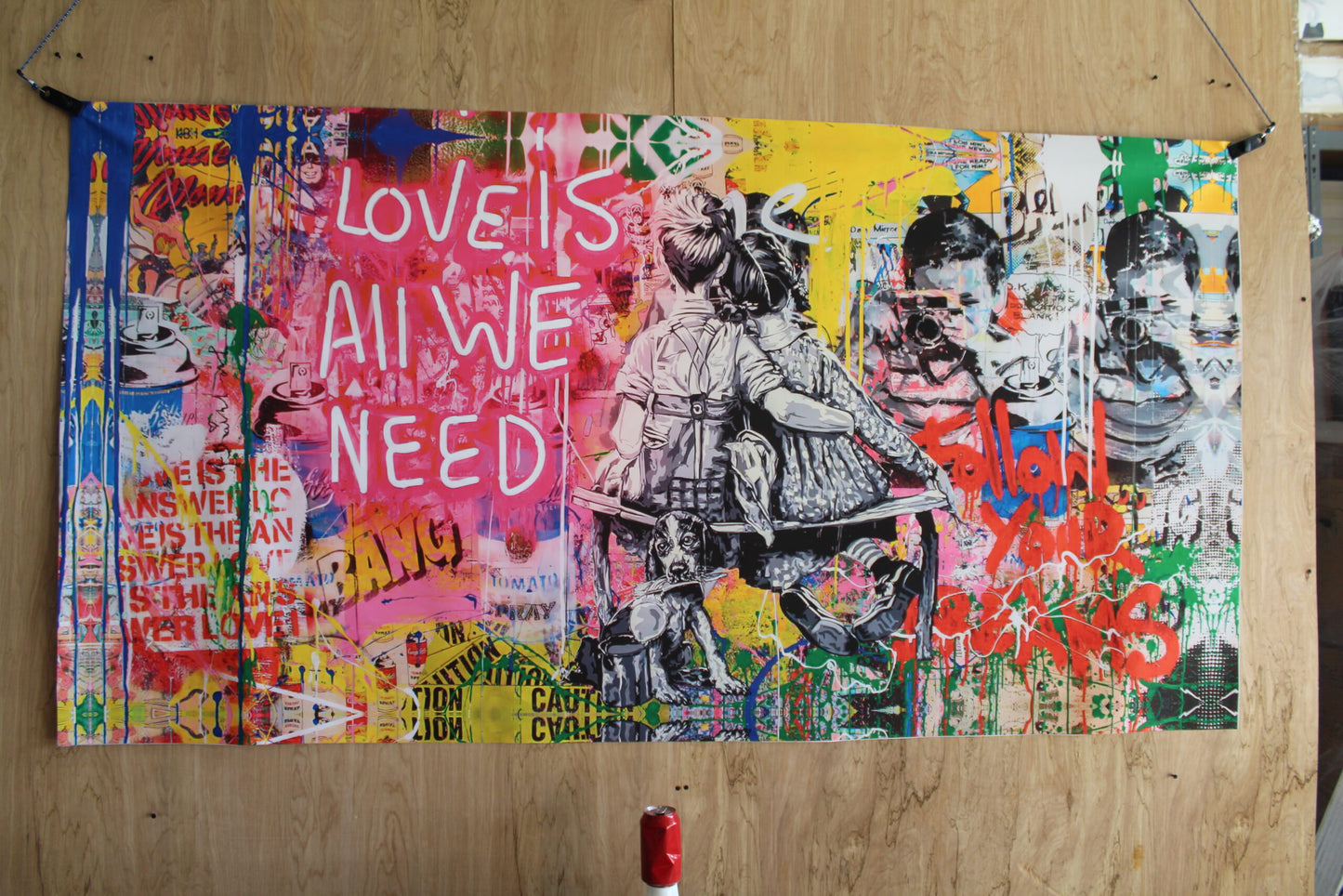 Love Is All We Need Neon Modern Unframed Rolled Canvas 44 x 84