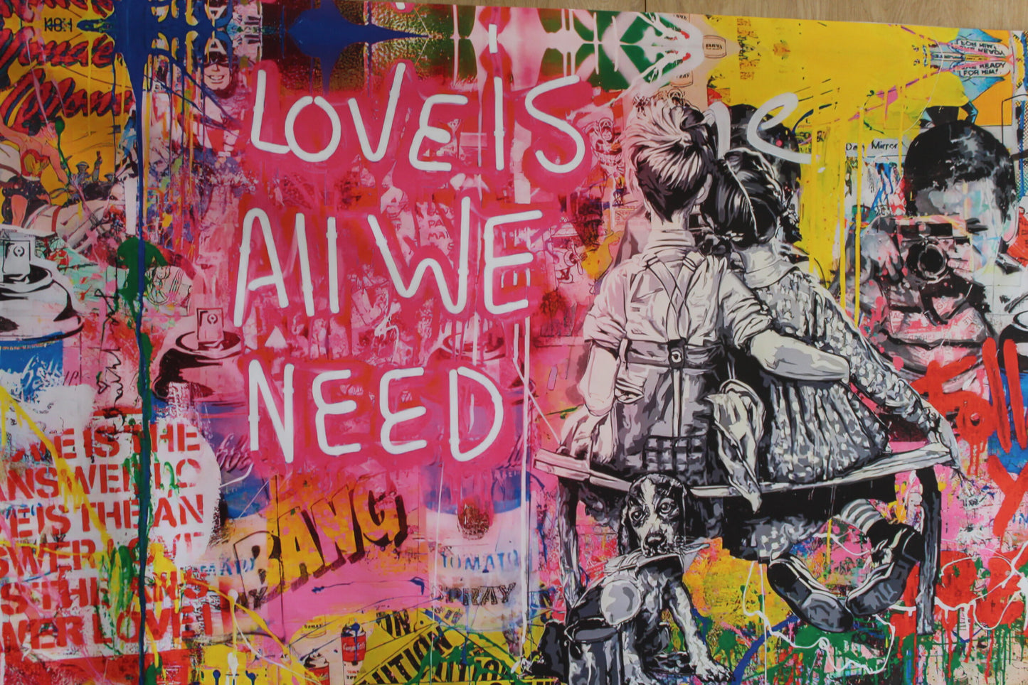 Love Is All We Need Neon Modern Unframed Rolled Canvas 44 x 84