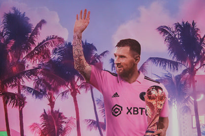Lionel Messi On Beach Neon Unframed Rolled Canvas 32 x 44