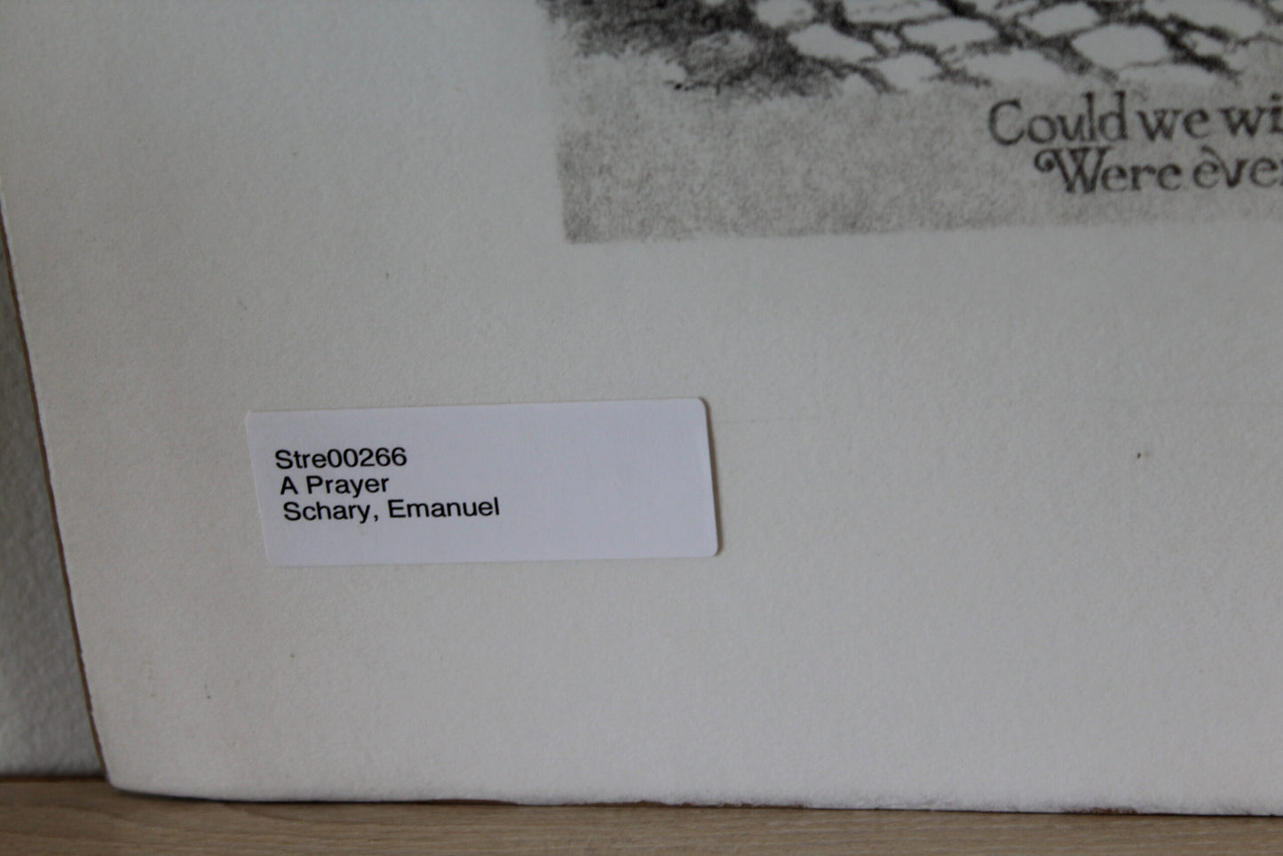 A Prayer by Emanuel Schary Lithograph Black and White 14 x 10