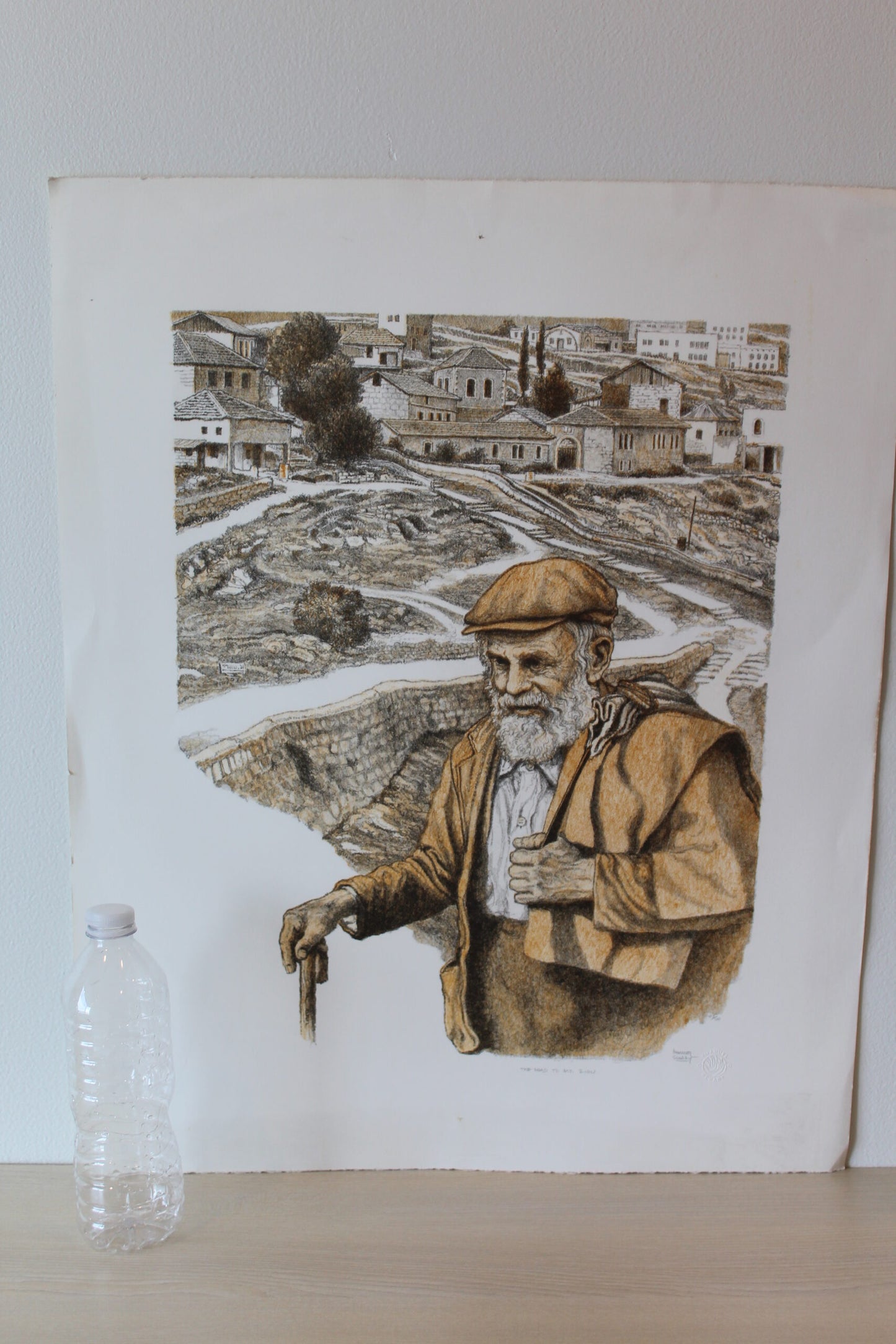 The Road To Mt. Zion Hand Colored Lithograph 14 x 18