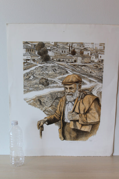 The Road To Mt. Zion Hand Colored Lithograph 14 x 18