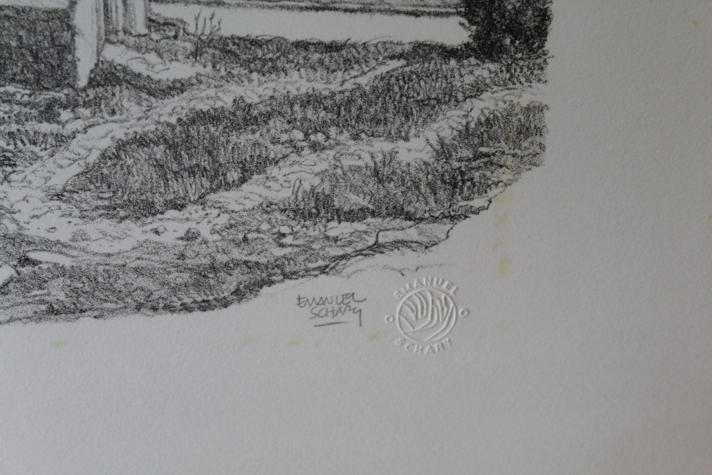 Zion by Emanuel Schary Lithograph Black and White 18 x 14