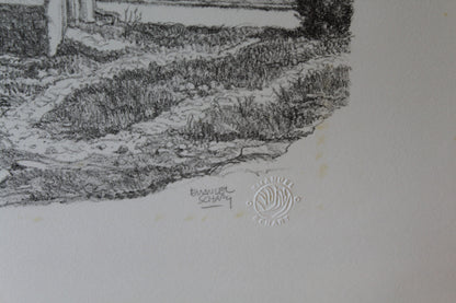 Zion by Emanuel Schary Lithograph Black and White 18 x 14