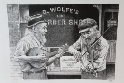 Old Strings by Emanuel Schary Black and White Serigraph 14 x 10