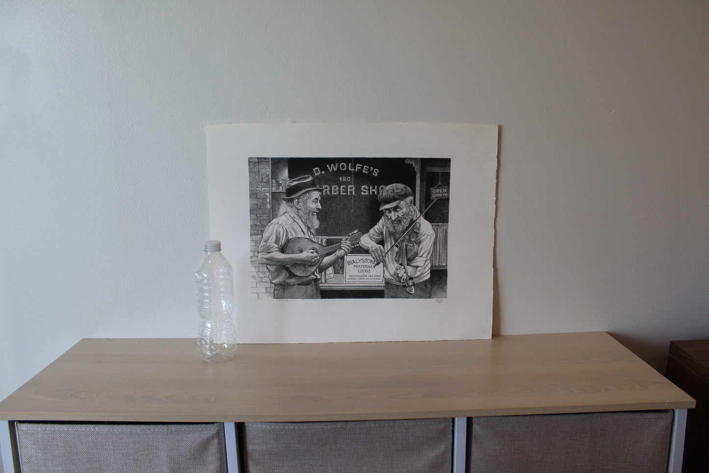 Old Strings by Emanuel Schary Black and White Serigraph 14 x 10