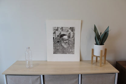 On Eagles Wings by Emanuel Schary Black and White Lithograph 9 x 11