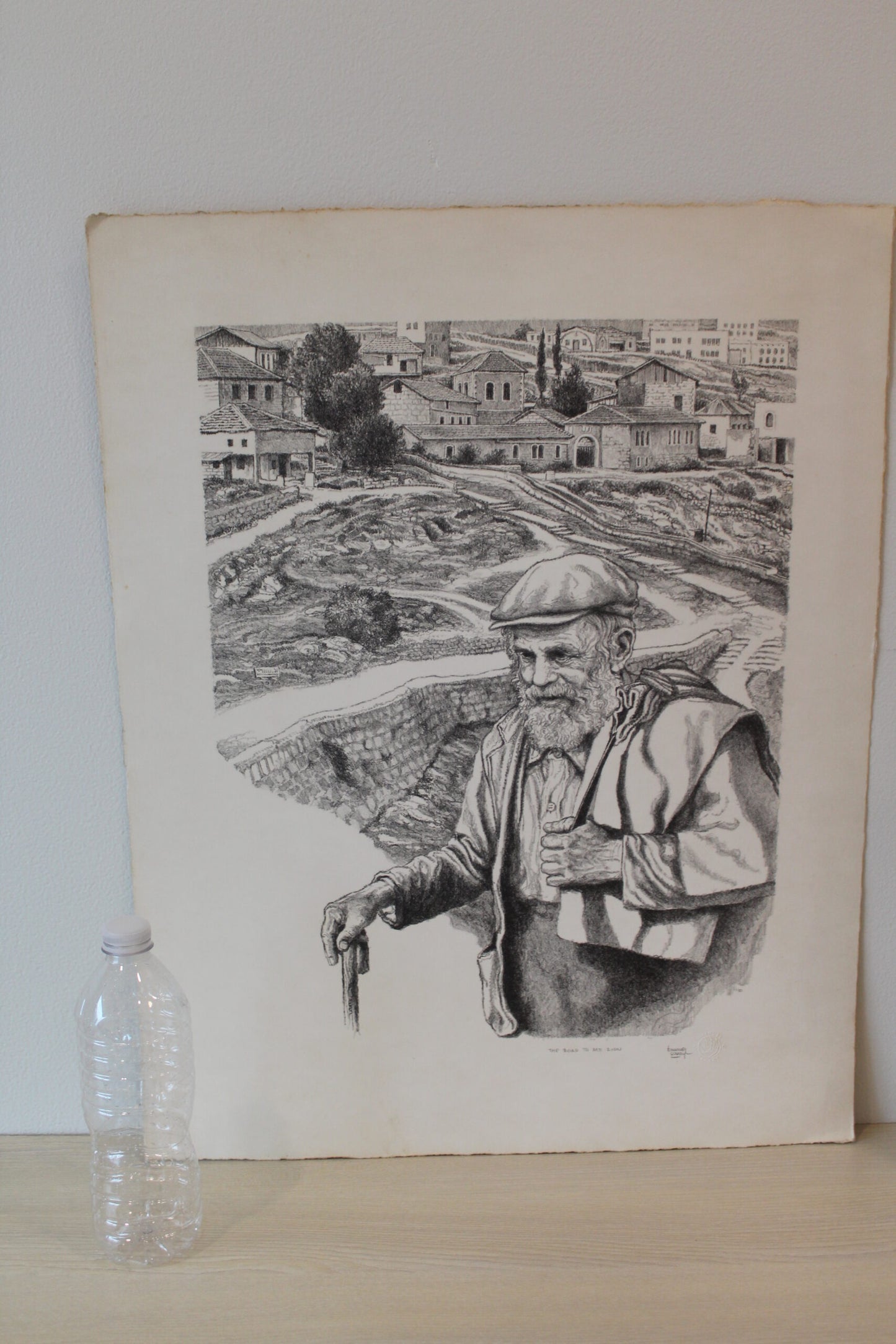 The Road To Mt. Zion Black and White Lithograph 14 x 18