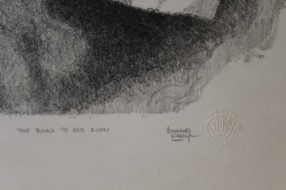 The Road To Mt. Zion Black and White Lithograph 14 x 18