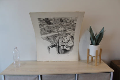 The Road To Mt. Zion Black and White Lithograph 14 x 18