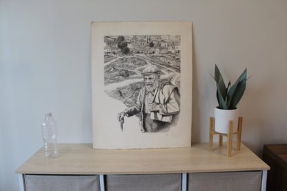 The Road To Mt. Zion Black and White Lithograph 14 x 18