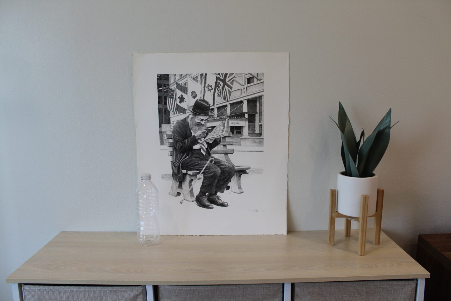 The Plaza Black and White Lithograph by Emanuel Schary 12 x 14