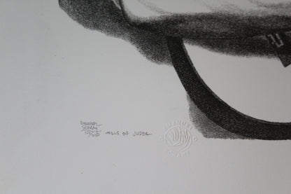 Hills of Judaea by Emanuel Schary Black and White Lithograph 16 x 12
