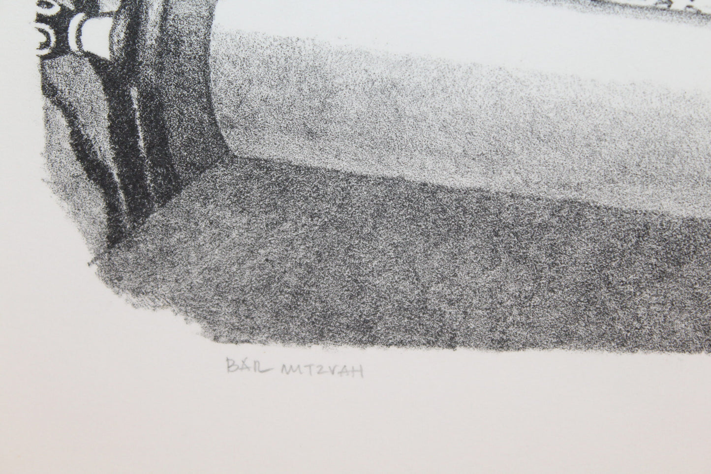 Bar Mitzvah by Emanuel Schary Black and White Lithograph 14 x 10