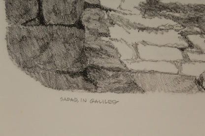 Safad in Galilee by Emanuel Schary Black and White Lithograph 14 x 18