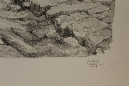 Safad in Galilee by Emanuel Schary Black and White Lithograph 14 x 18
