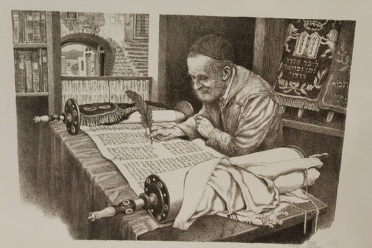 Scribe by Emanuel Schary Black and White Lithograph 14 x 10