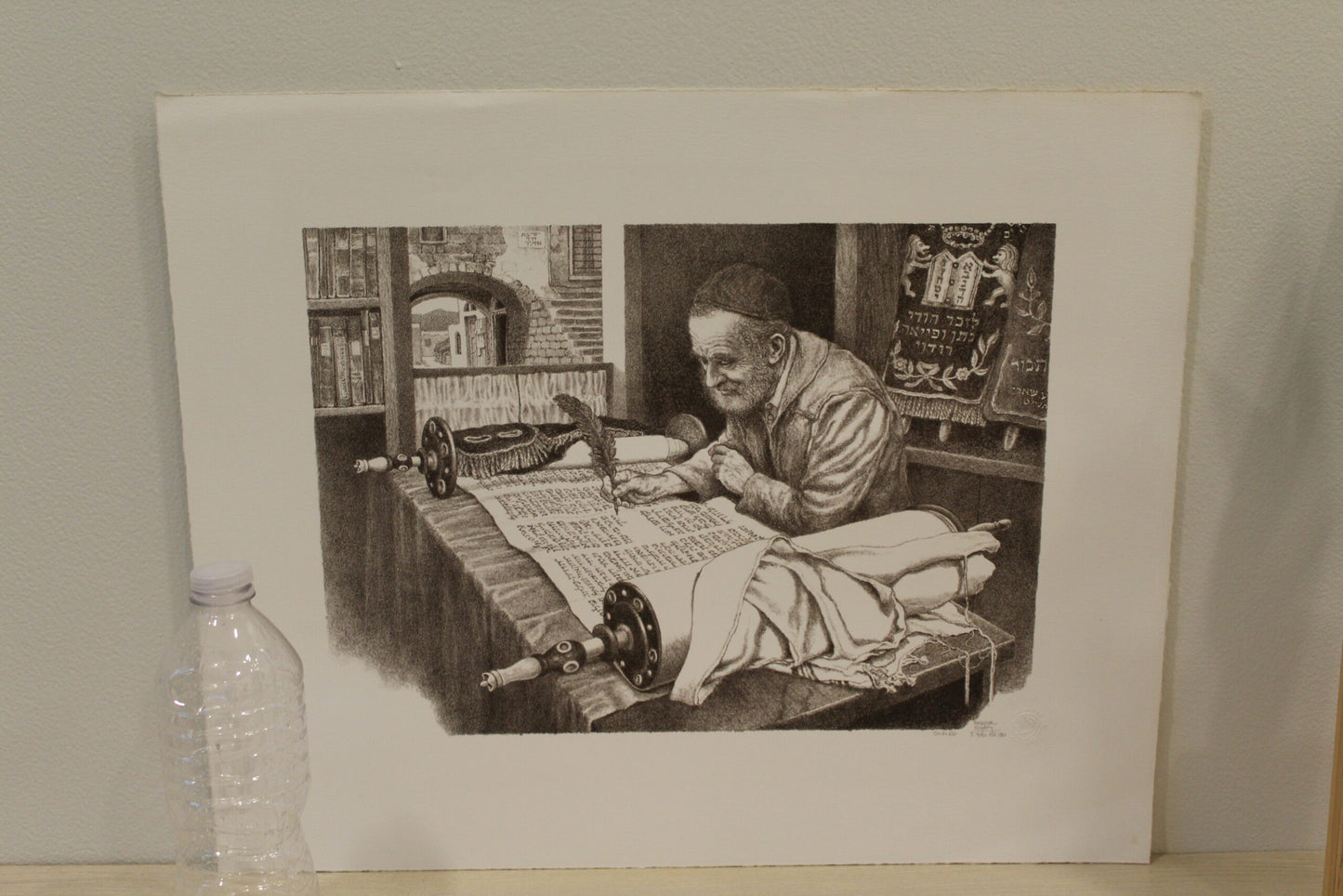 Scribe by Emanuel Schary Black and White Lithograph 14 x 10