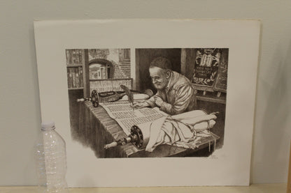 Scribe by Emanuel Schary Black and White Lithograph 14 x 10