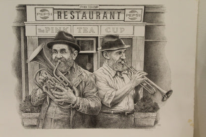 Brass Band by Emanuel Schary Black and White Lithograph 18 x 14