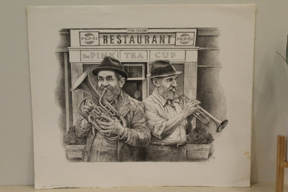 Brass Band by Emanuel Schary Black and White Lithograph 18 x 14