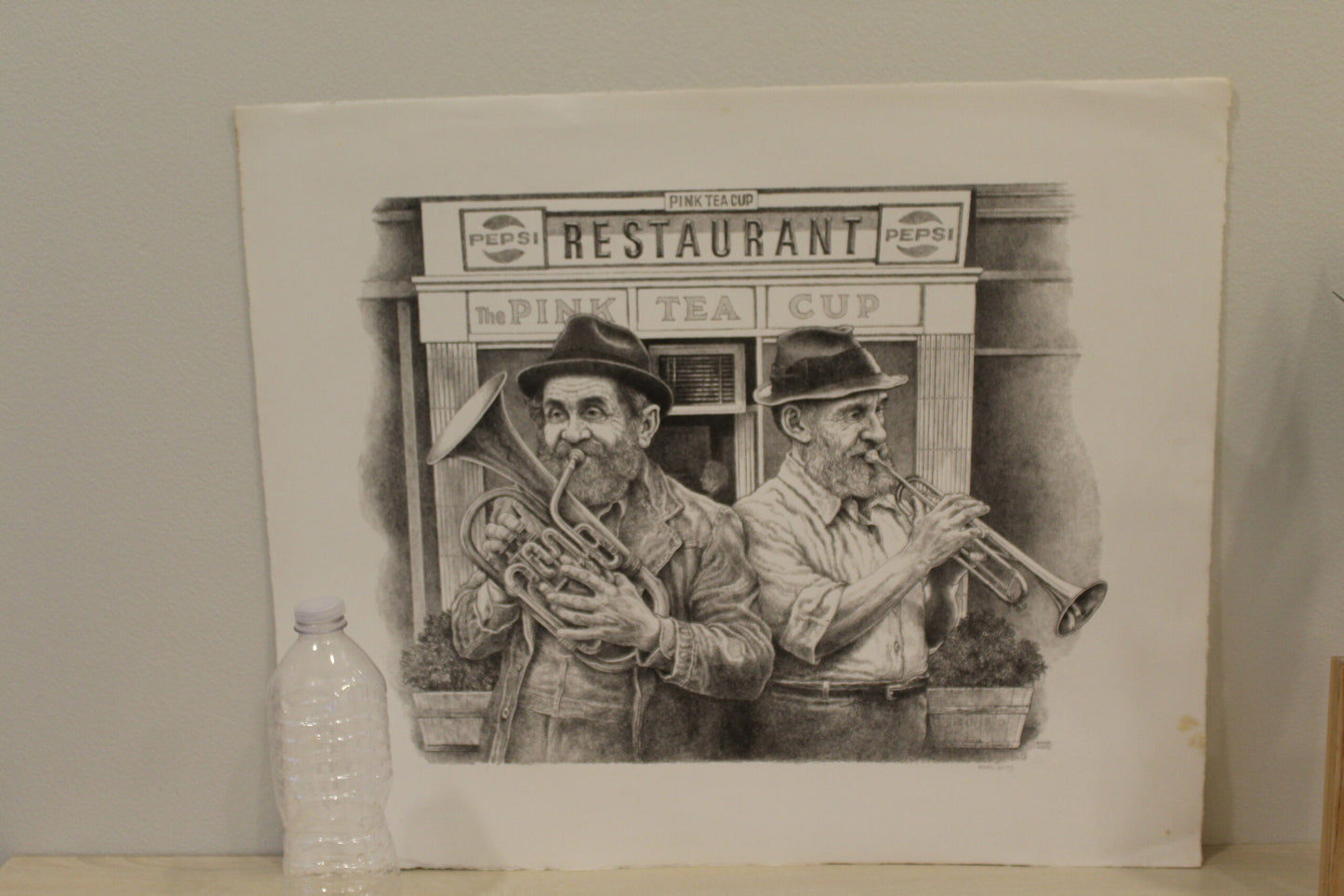 Brass Band by Emanuel Schary Black and White Lithograph 18 x 14