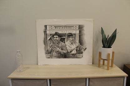 Brass Band by Emanuel Schary Black and White Lithograph 18 x 14