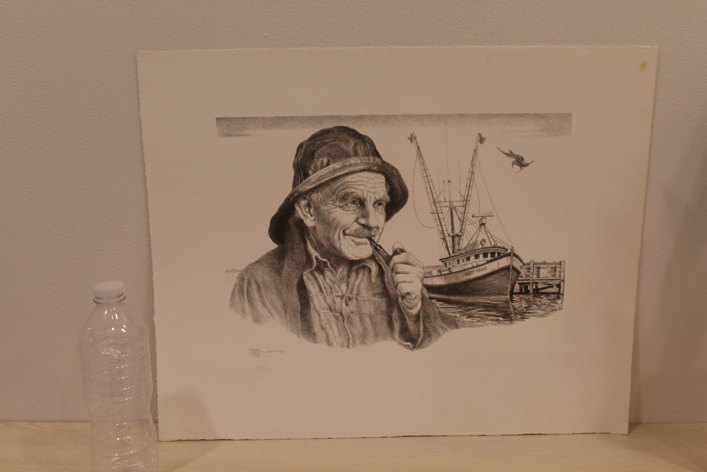 Lobster Man by Emanuel Schary Black and White Lithograph 14 x 10