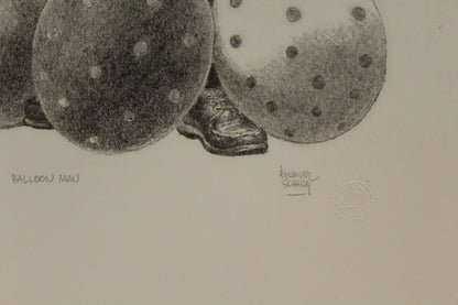 Balloon Man by Emanuel Schary Black and White Lithograph 10 x 15