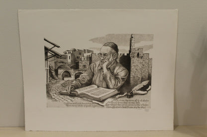 A Prayer by Emanuel Schary Lithograph Black and White 14 x 10