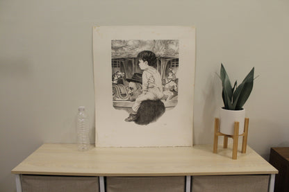 Carousel by Emanuel Schary Black and White Lithograph 12 x 16