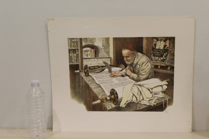 Nifao Emanuel Schary “Scribe” Lithograph – Judaica Fine Art Print Depicting Torah Transcription, Subtle Hues & Reverent Detailing, Collectible Wall Decor 15 x 10