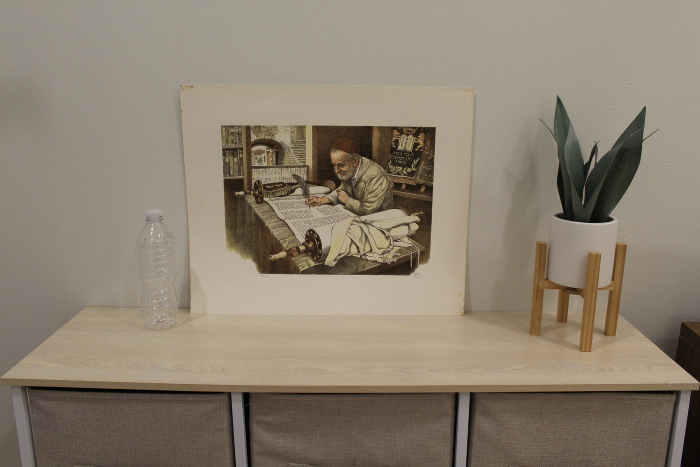 Nifao Emanuel Schary “Scribe” Lithograph – Judaica Fine Art Print Depicting Torah Transcription, Subtle Hues & Reverent Detailing, Collectible Wall Decor 15 x 10