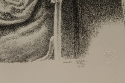Shalom by Emanuel Schary Black and White Lithograph 16 x 12