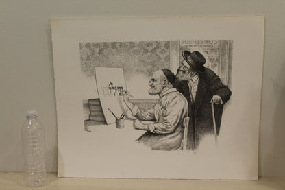 Shalom by Emanuel Schary Black and White Lithograph 16 x 12