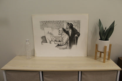 Shalom by Emanuel Schary Black and White Lithograph 16 x 12