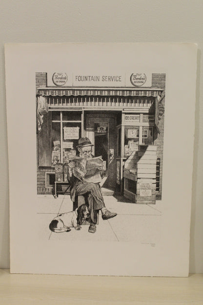 Candy Store by Emanuel Schary Black and White Lithograph 12 x 16