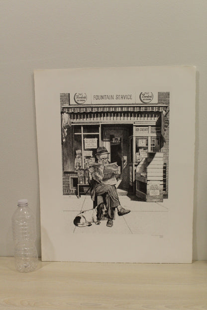 Candy Store by Emanuel Schary Black and White Lithograph 12 x 16